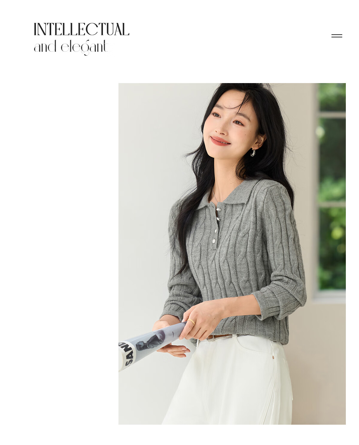 Chushen Spring Autumn Women's Classic Polo Cable Knit Fashion Versatile Sweater S53Z078 6