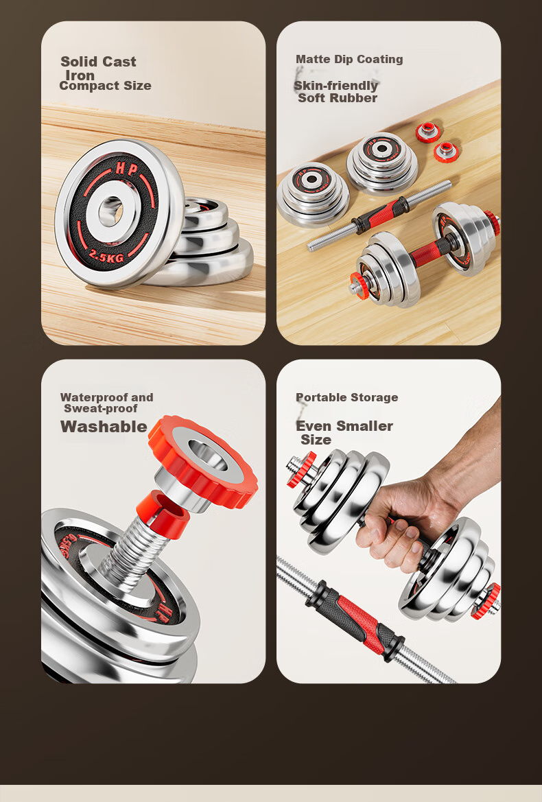 HUAYA Electroplated Dumbbells, Adjustable Weight, Men's Barbell Set, Home Fitness Equipment, 10kg 3