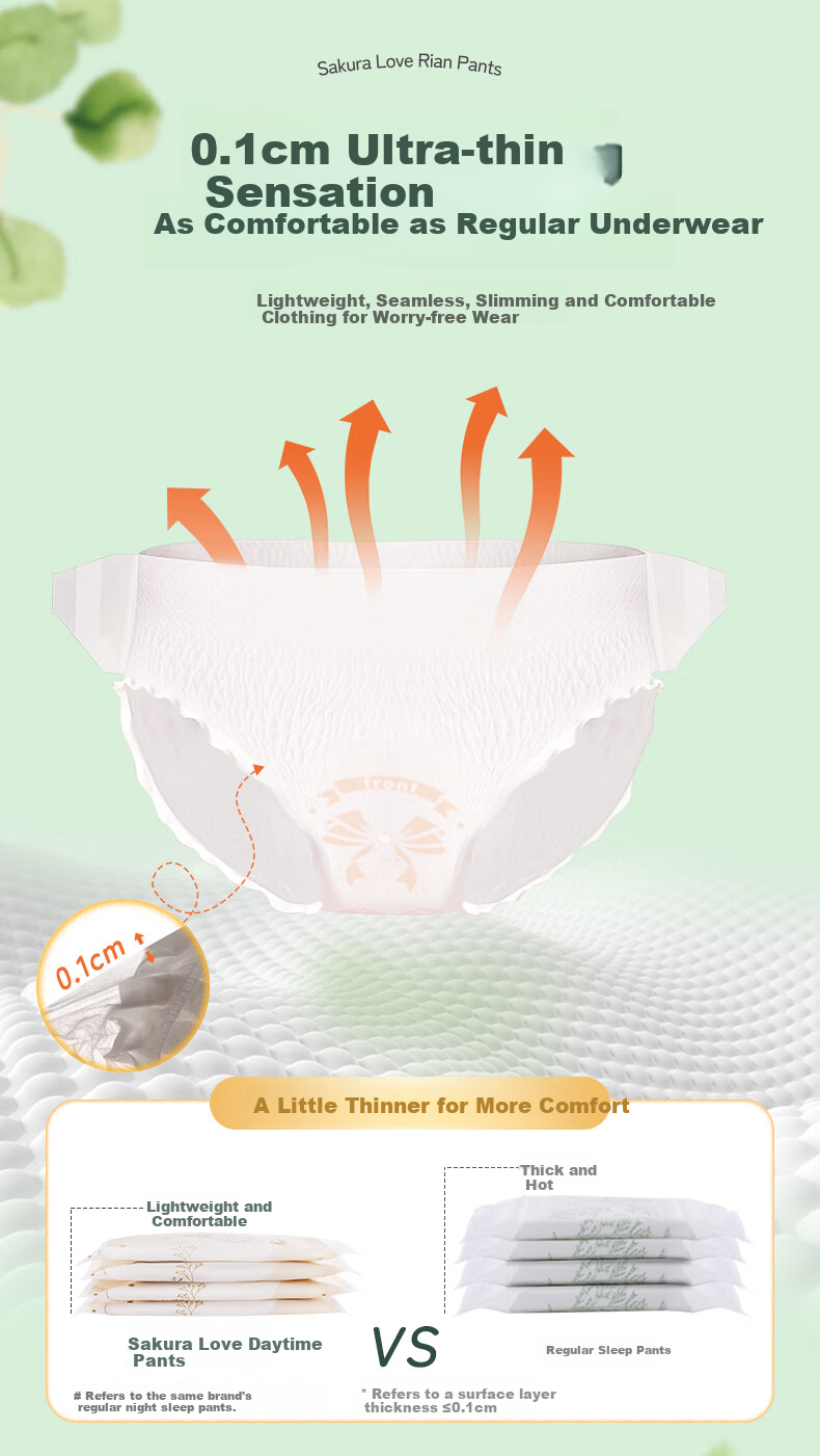 Eunjie Daily Comfort Pants L-XL Size 9 Pieces with Velcro Opening And Closing Waistband, Breathable Morning Panty-Style Sanitary Napkins 6