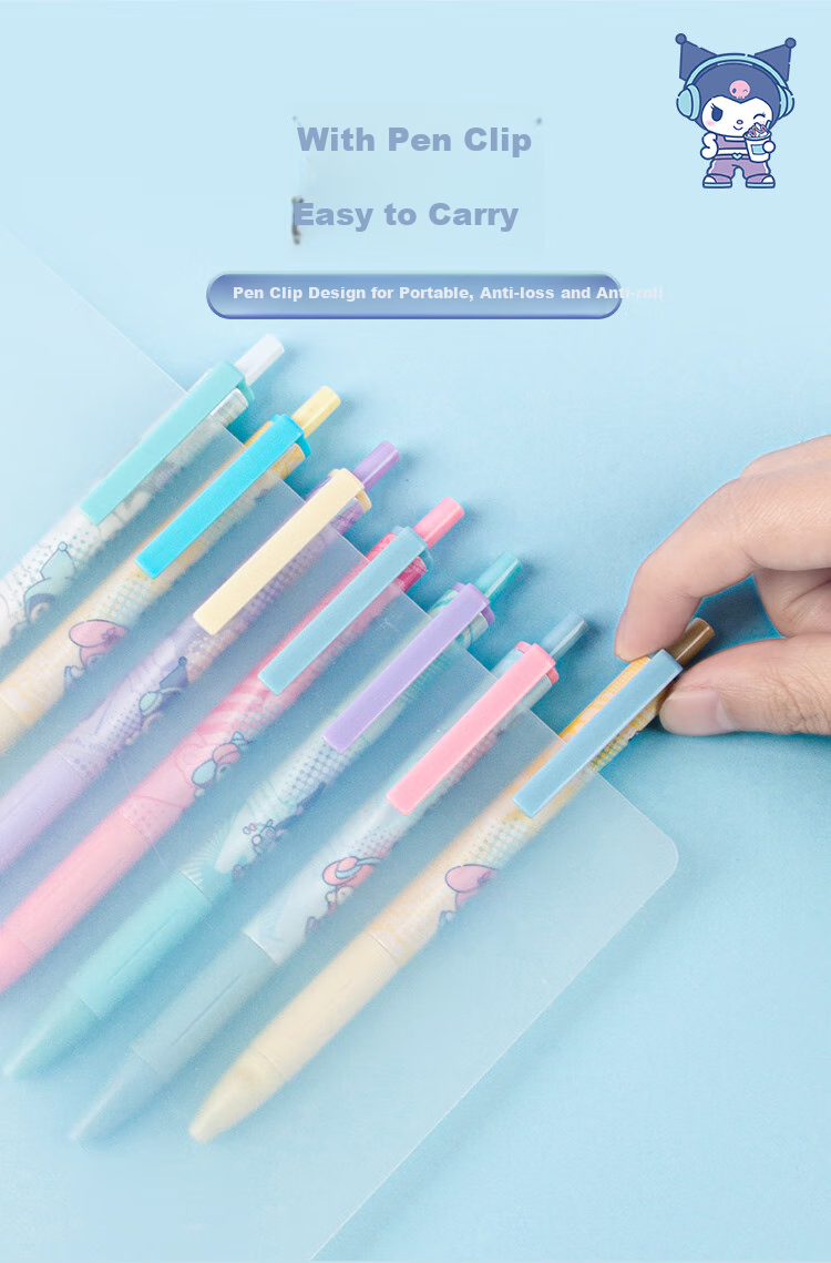 GuangBo &Sanrio Push-Button Blind Box Gel Pen, Black Smooth ST Tip Exam Pen Writing Pen Signature Pen, Stationery Gift KT82202 5