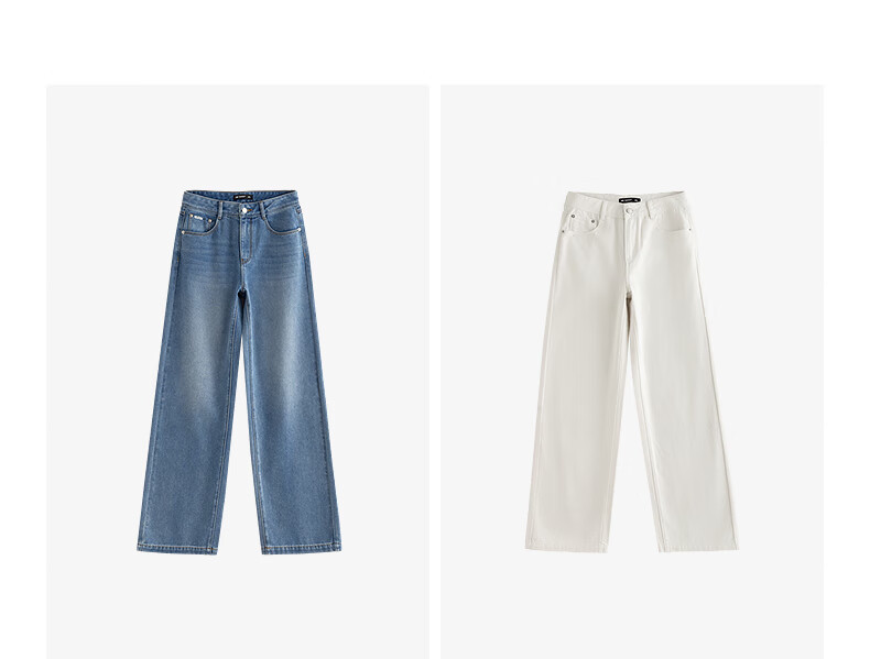 Chuyu Focus Acetate Puff Soft Denim Women's 2025 New Mid-Waist High Street Embroidered Wide-Leg Pants Sky Blue 28 37