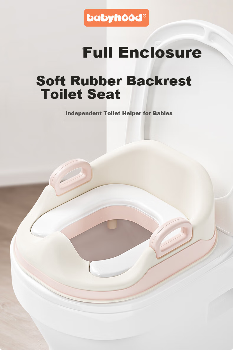 Babyhood Children's Toilet Seat, Baby Potty Training Aid, Toilet Ring, Upgraded Soft Cushion + Soft Backrest, 151 Lily of The Valley Pink 1