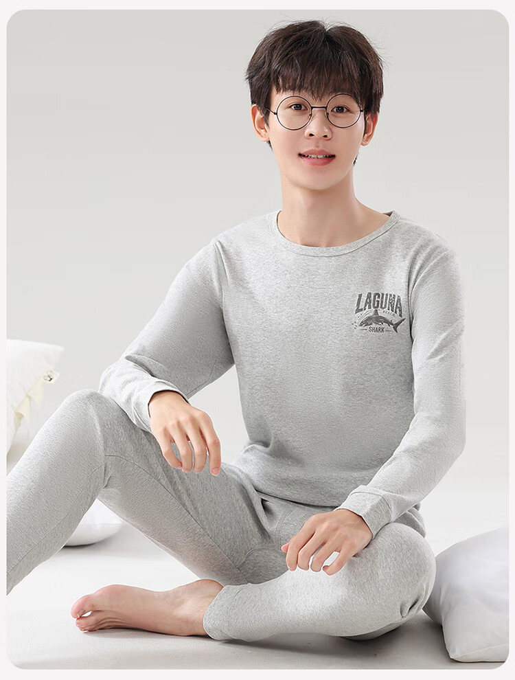 MiiOW Youth Cotton Thermal Underwear Set for Boys, Long Johns and Top, Gray XXL 15