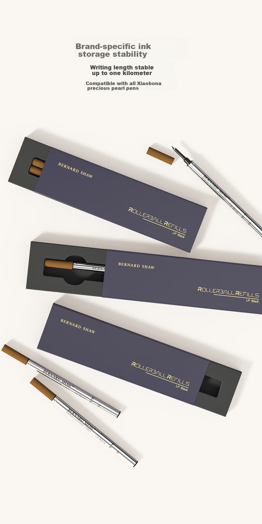 Bernard Shaw Refill Ballpoint Pen Refills, Black, Pack of 2 5