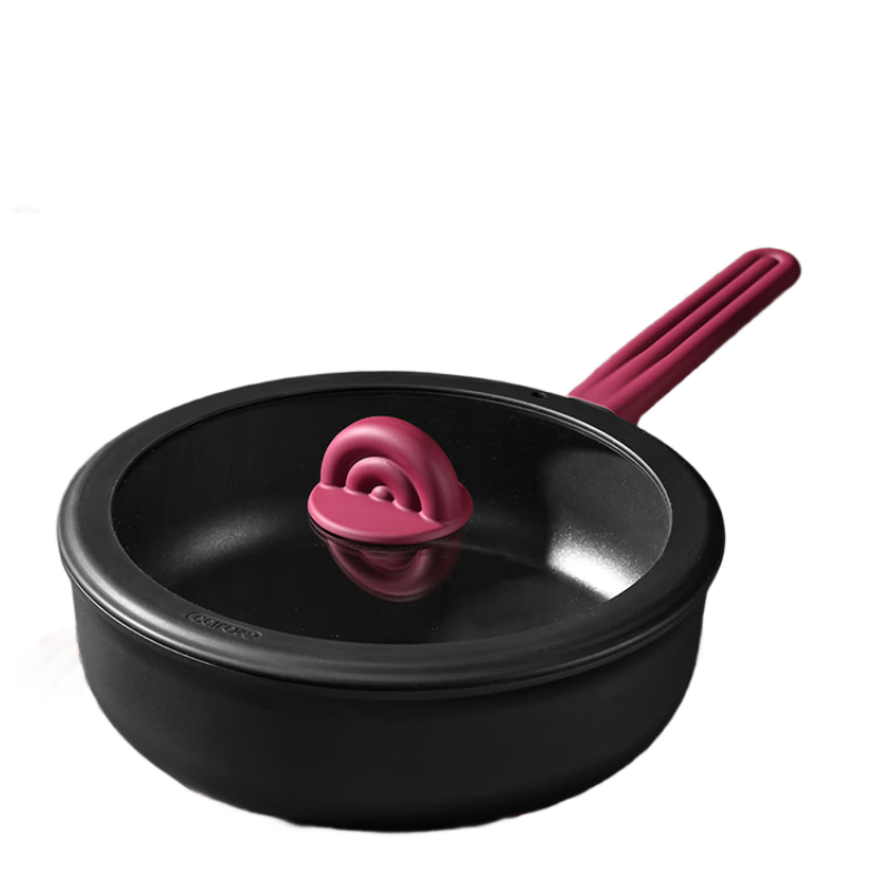 Carote Titanium Non-Stick Frying Pan 28cm Deep Flat Bottom Wok for Home Cooking Compatible with Induction and Gas Stoves Non-Stick 28cm