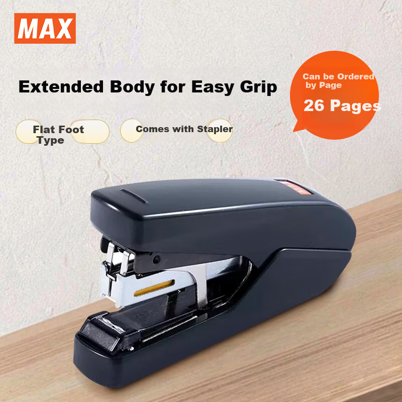 MAX Meikesi HD-10DFL High-Efficiency Low-Effort Stapler for Business, Finance And Office Use, Can Staple 2-26 Pages with Staple Remover, Compatible with No. 10 Staples, Black