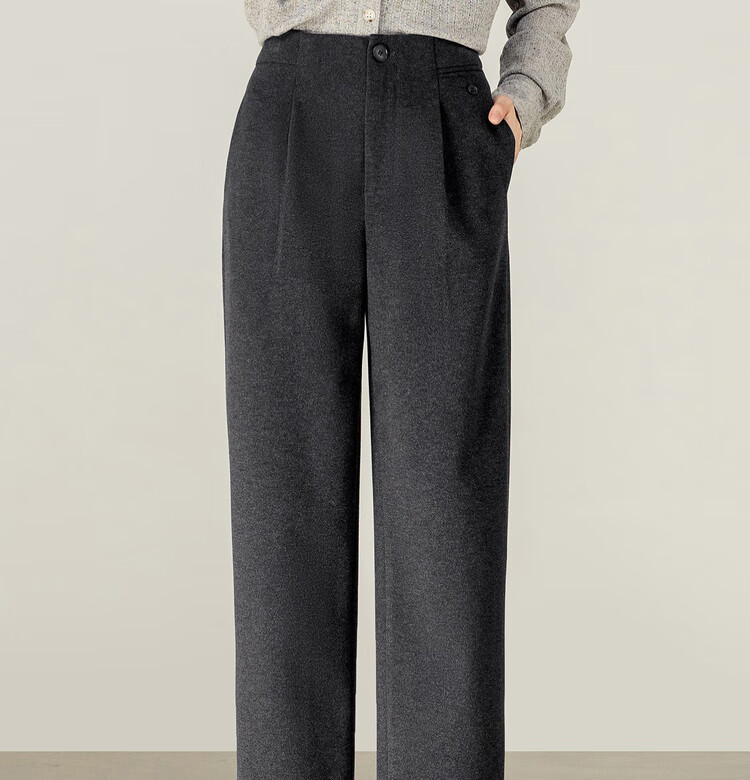 Sentubila Autumn Thick Woolen Warm Women's Casual High-Waist Tailored Tapered Slim Fit Slightly Stretchy Commuter Cropped Pants 7