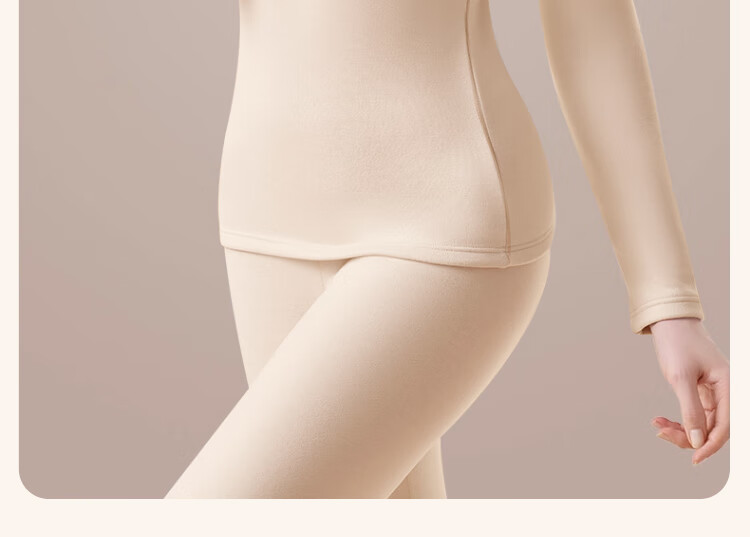 LangSha Autumn Winter New Mid-High Collar Cashmere Thermal Underwear Women Thickened Fleece Heating Slim Fit Base Layer Set 15