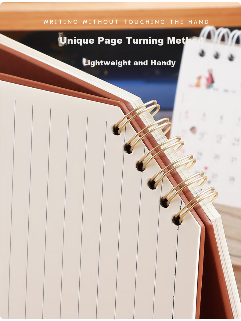 Faramon B5 Notebook Spiral Bound with Diagonal Flip, Thickened Simple Design for Middle School And High School Students, Comfortable to Hold, Aesthetically Pleasing Journal for College Students And Postgraduate Exam Preparation, Brown Color 4