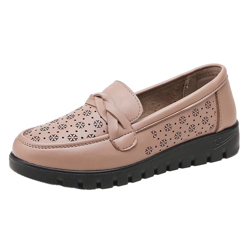 Warrior Mom Sandals Middle-aged Summer Soft Sole Breathable Elderly Women's Leather Comfortable Non-slip Shoes 0093 Bean Paste 34