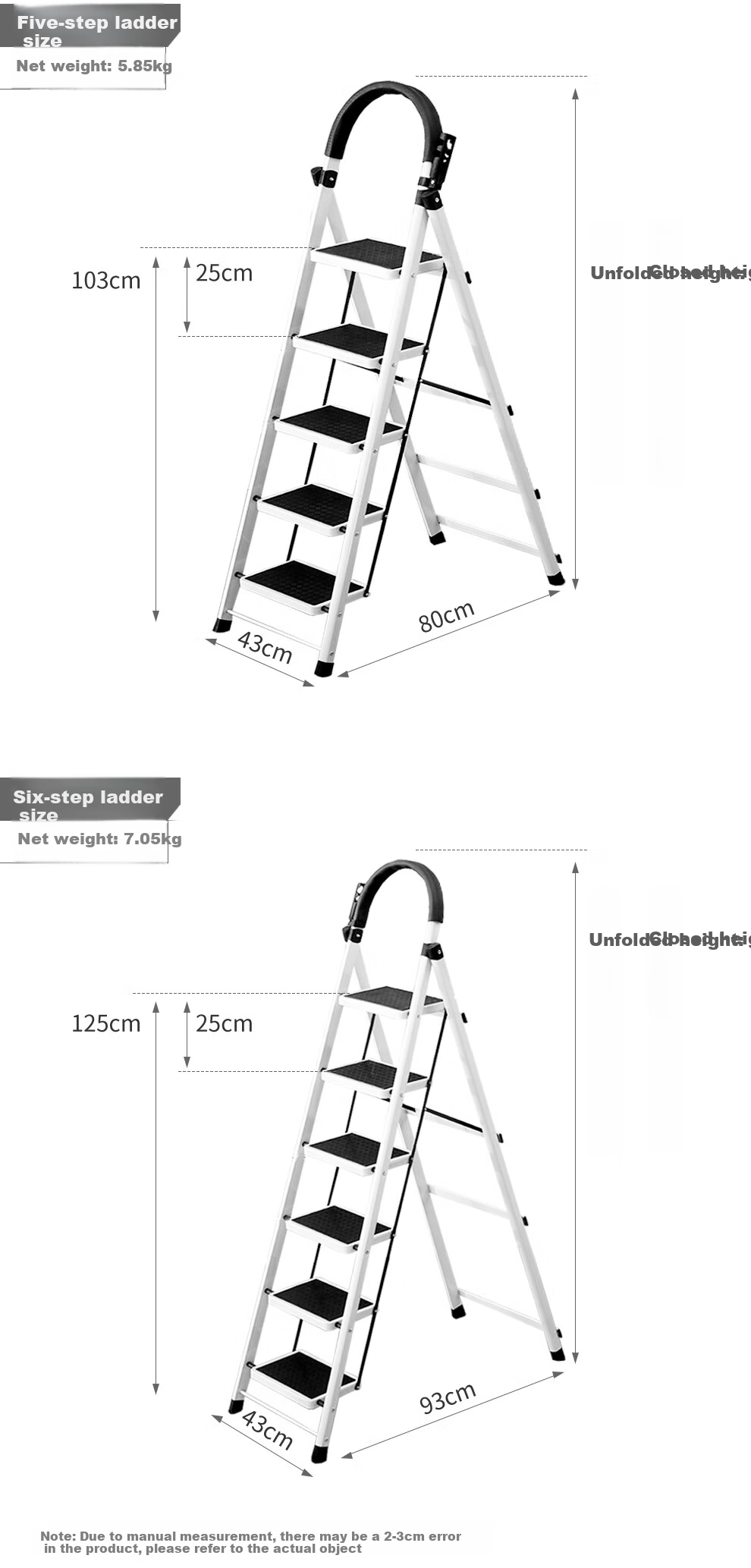 Jiuqiangu Folding Ladder for Home Use, A-Frame Ladder, Multi-Functional Indoor Climbing Ladder, Five-Step Ladder, Thickened Outdoor Ladder 9066 7