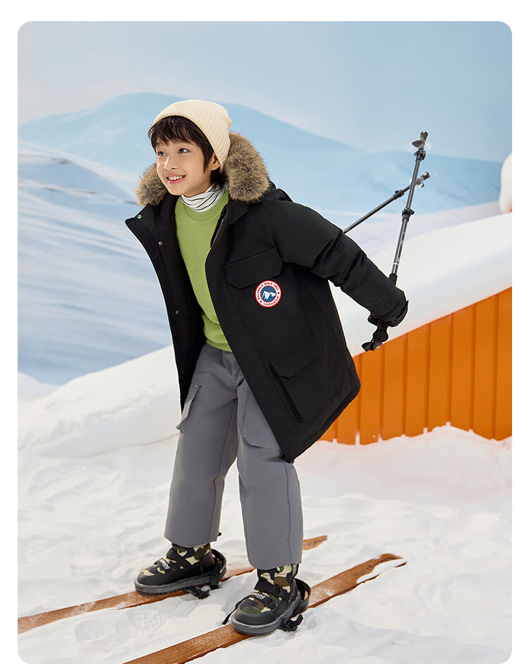 BALABALA Children's down Jacket, Boys And Girls Winter New Style Mid-Length Fur Collar Thickened Warm Coat for Older Childre 2