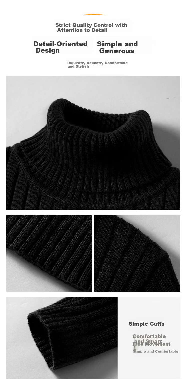 JEEP Men's Sweater, Autumn And Winter Turtleneck Knit Sweater, Men's Warm Top, Men's Base Layer, Black, 3XL 5