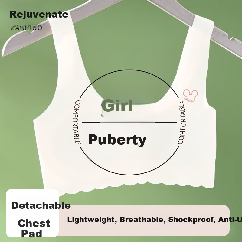 Zaishuo Girls' Underwear for Middle And High School Students, Puberty Stage Two And Three Development, Sports Running Seamless Thin Bra Vest