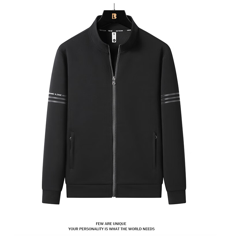 Romon Men's Spring Business Casual Versatile Zip-up Cardigan Executive Jacket Stand Collar Top Coat SL95 Black 2XL 13