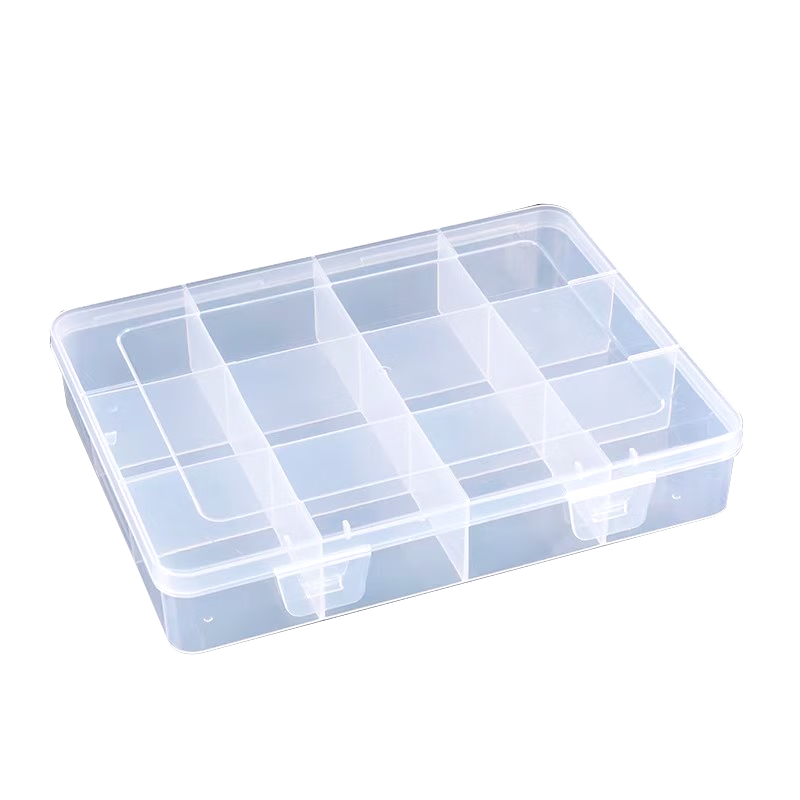 Chaoji Jia Pin Multi-Compartment Storage Box, Transparent with Lid, Divided Plastic Container, Screw And Hardware Organizer, Tool Storage Box, Sorting Tray, 12 Compartments