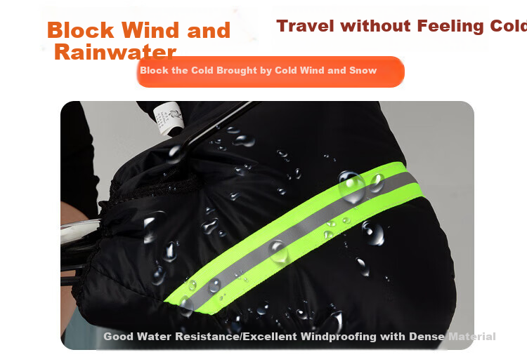 Adandyish Electric Bicycle Rain-Proof Silk Enlarged Thickened Handlebar Cover, Motorcycle Gloves Autumn Winter Windproof Handlebar Cover, Black Handlebar Cover 3
