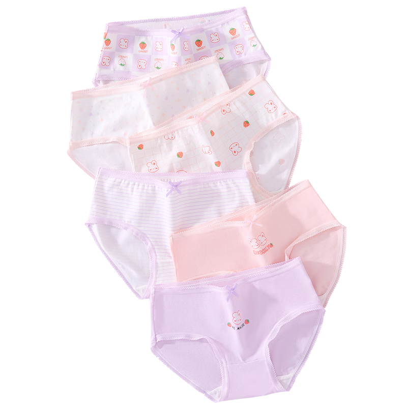 Langsha Girls' Children's Underwear Student Toddler Developmental Period Triangle Panties 6-Pack