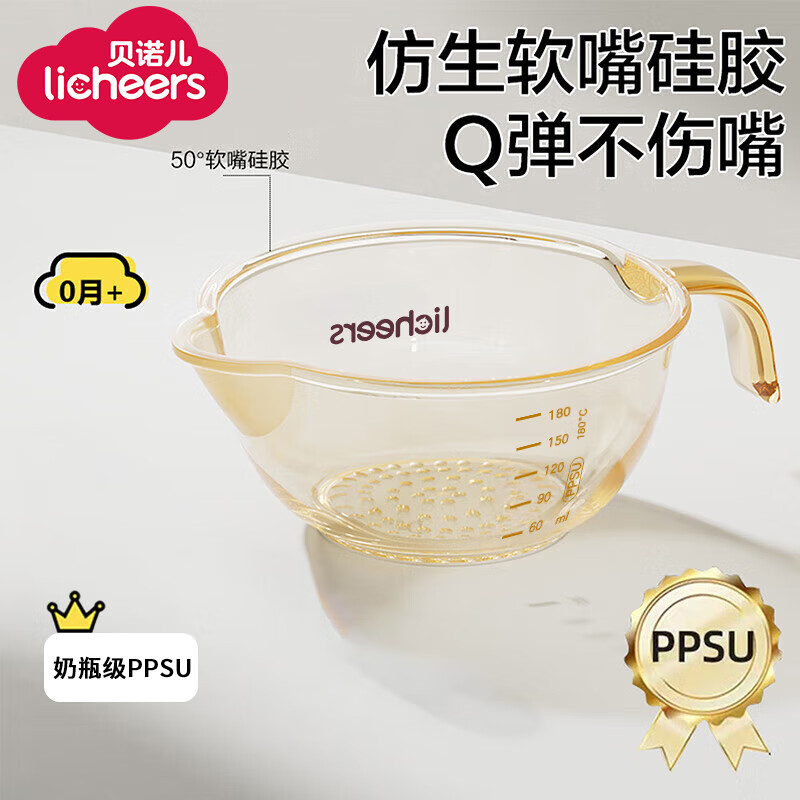 Детская посуда Licheers, набор из PPSU для кормления младенцев, с мягким носиком, для риса и каши, 200 мл, желтый