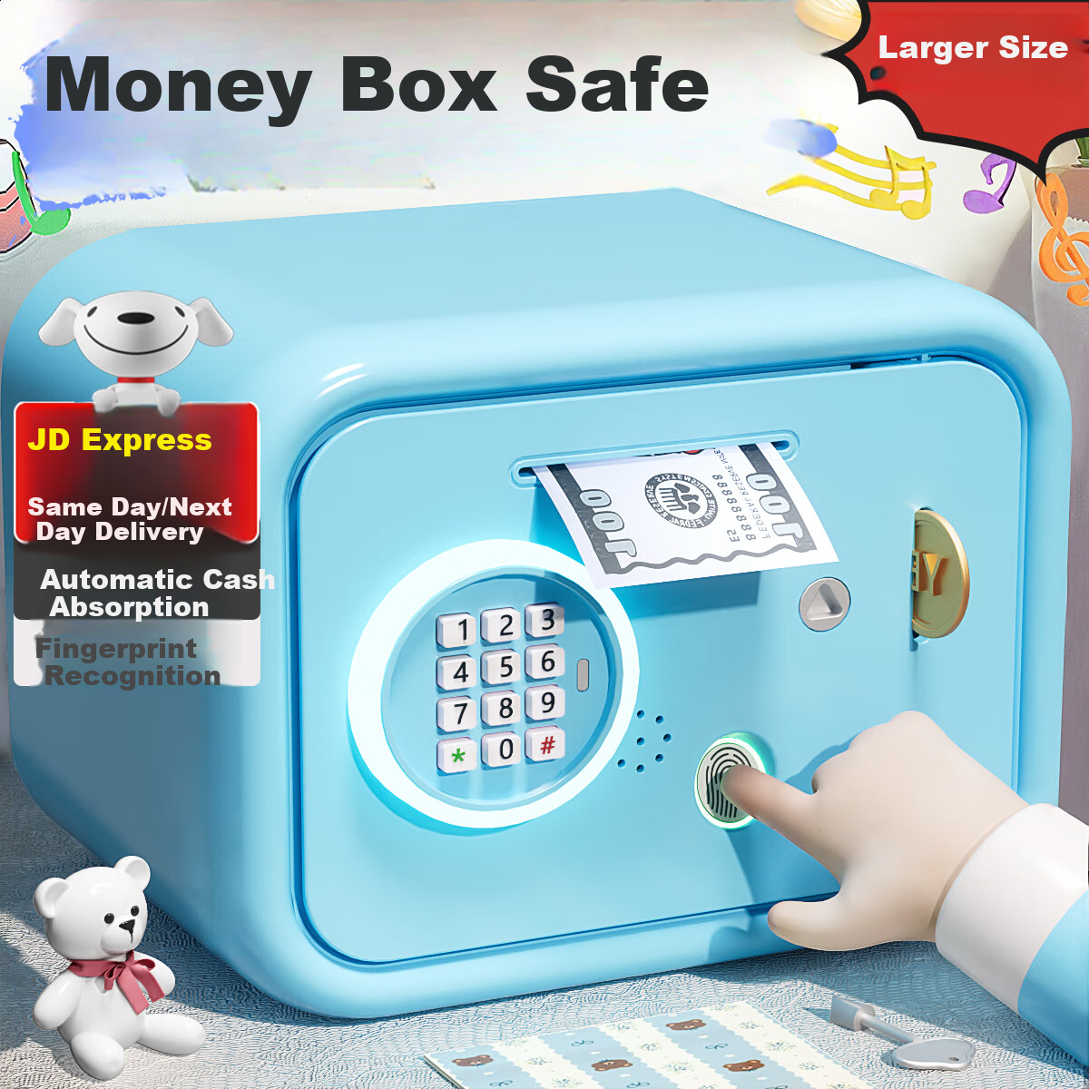 SODEEP Children's Piggy Bank with Password Toy, Simulated Fingerprint Accessible Savings Box, Birthday Gift for Elementary School Boys And Girls
