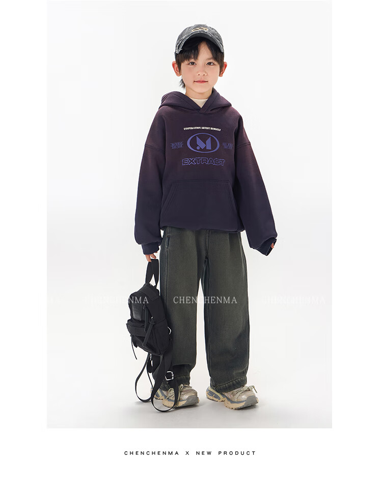 Chenchen Mom Gradient Parent-Child Gradient Color Hooded Fleece Sweatshirt 6762D 20
