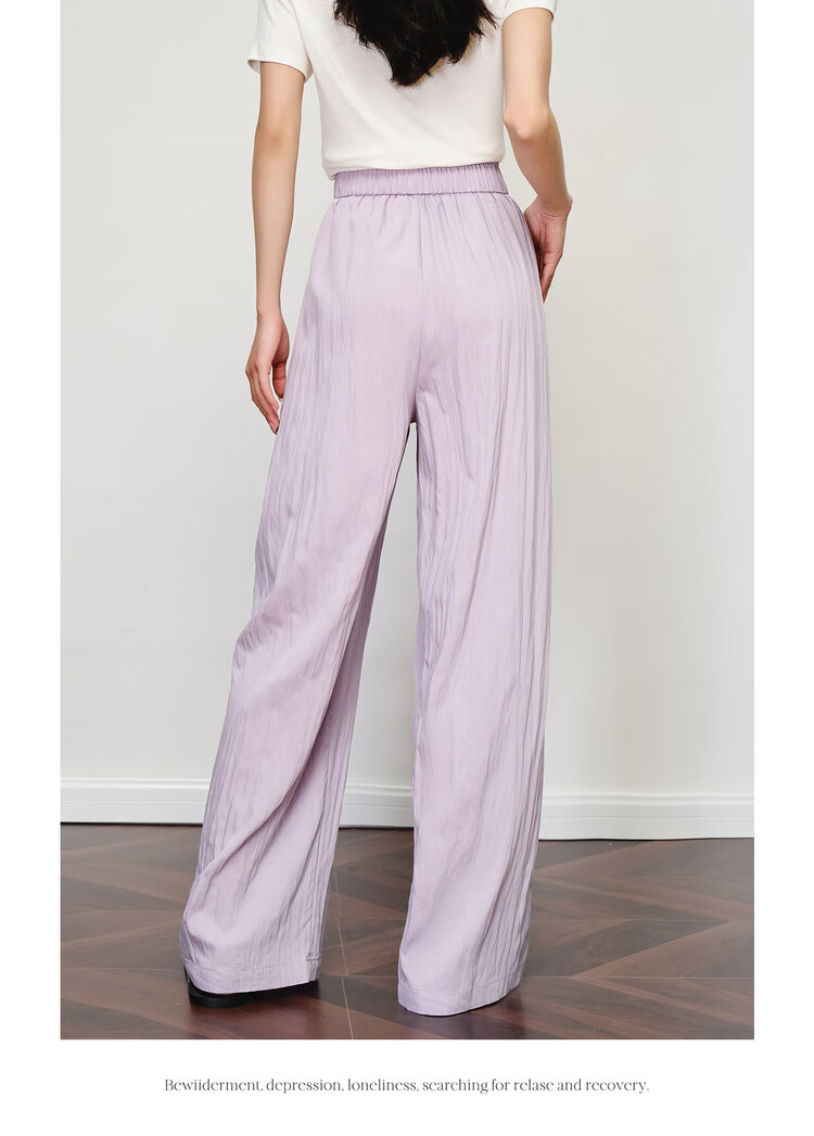 Olrain Women's Loose Wide-Leg Floor-Length Yamamoto Pants Summer High-Waist Slim Casual Pants Blue S 19