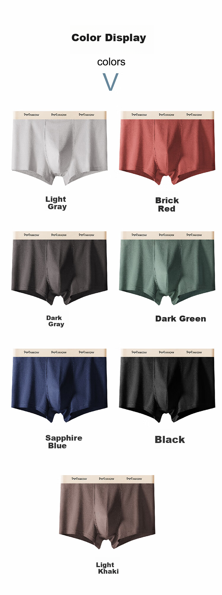 MiiOW Men's Underwear [2025 New Style], 7A Antibacterial Pure Cotton Seamless Breathable Youth Large Size Boxer Briefs 10