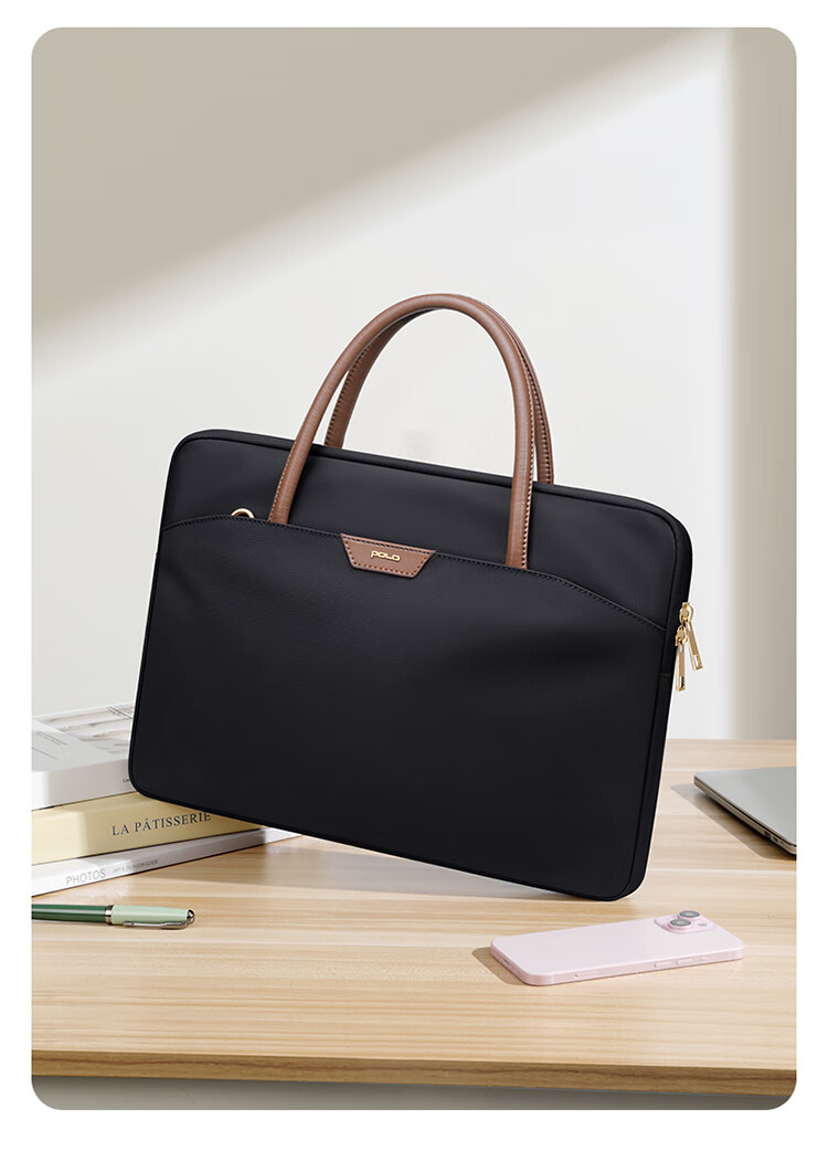 POLO Laptop Bag Briefcase for Women, Large Capacity Tote Bag, 14-Inch Notebook Handbag, Business Commute Shoulder Bag 8