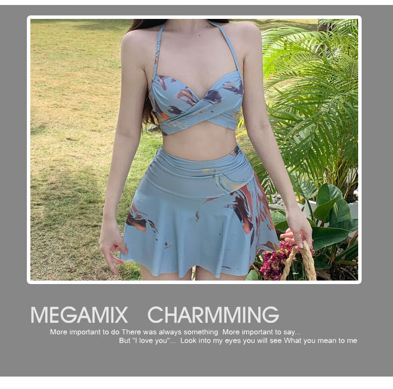 DK Women's Two-Piece Swimsuit with High-Waist, Slimming Effect, Long Sleeves, Sun Protection, Boyshort Skirt Style, Sexy And Conservative for Hot Springs 2