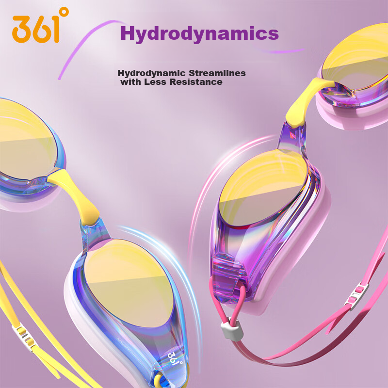 361° Youth Swimming Goggles, Children's Coated Anti-Fog High-Definition Professional Training Swim Glasses for Boys And Girls, Pink