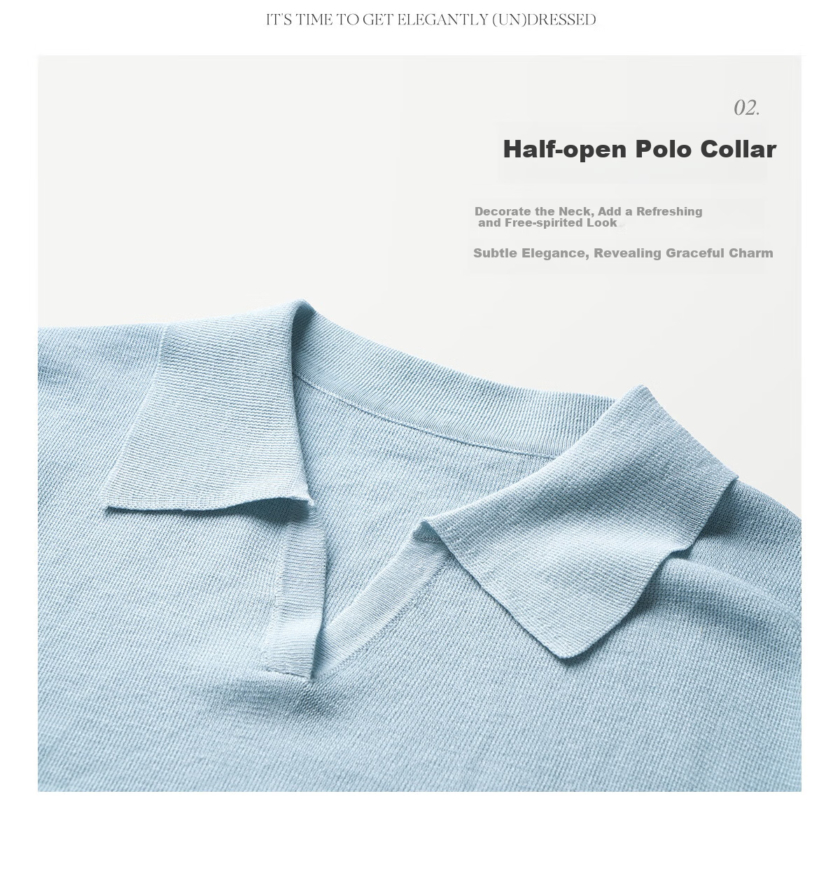 Olrain POLO Collar Knit Sweater for Women, Spring And Summer Commuter Short-Sleeve Pullover Top, Blue, Size M 9