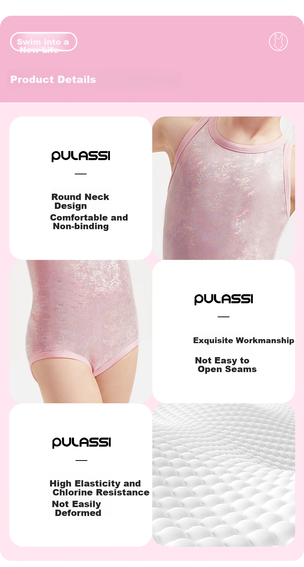 PULASSI Children's Swimsuit, 2026 New Professional Training One-Piece Swimwear for Older Girls 6