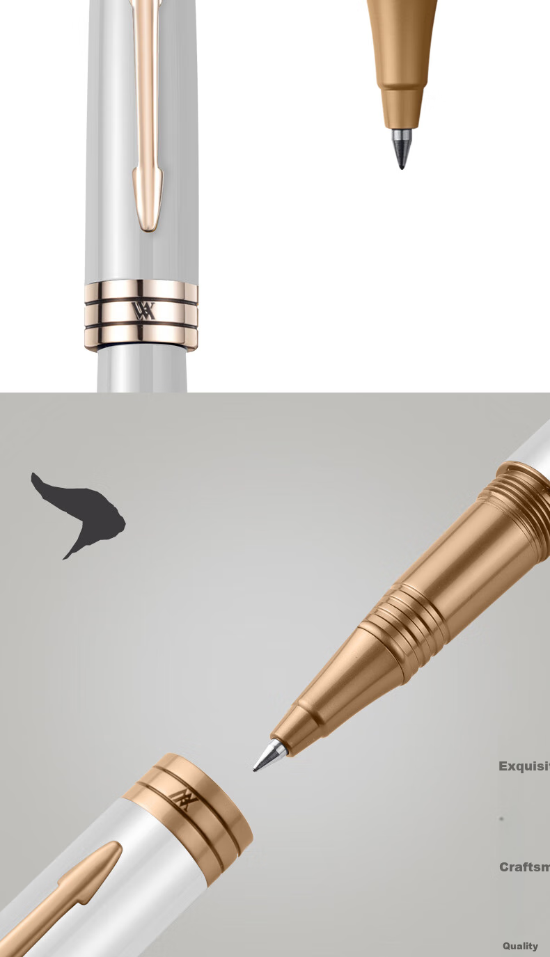 V.V.A [Mid-Autumn Festival And National Day Stationery Gift] Ballpoint Pen, Signature Pen, Gift for Teachers, Birthday Gift for Men And Women, High-End Pen, Knight White Liya Gold Clip, 0.5mm, Customizable 4