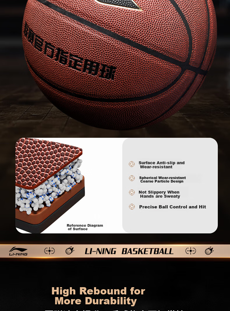 Li-Ning Basketball Size 6 for Women, Indoor And Outdoor Non-Slip Wear-Resistant CBA Match Training Middle School Exam Youth Size 6 Basketball Gift 6