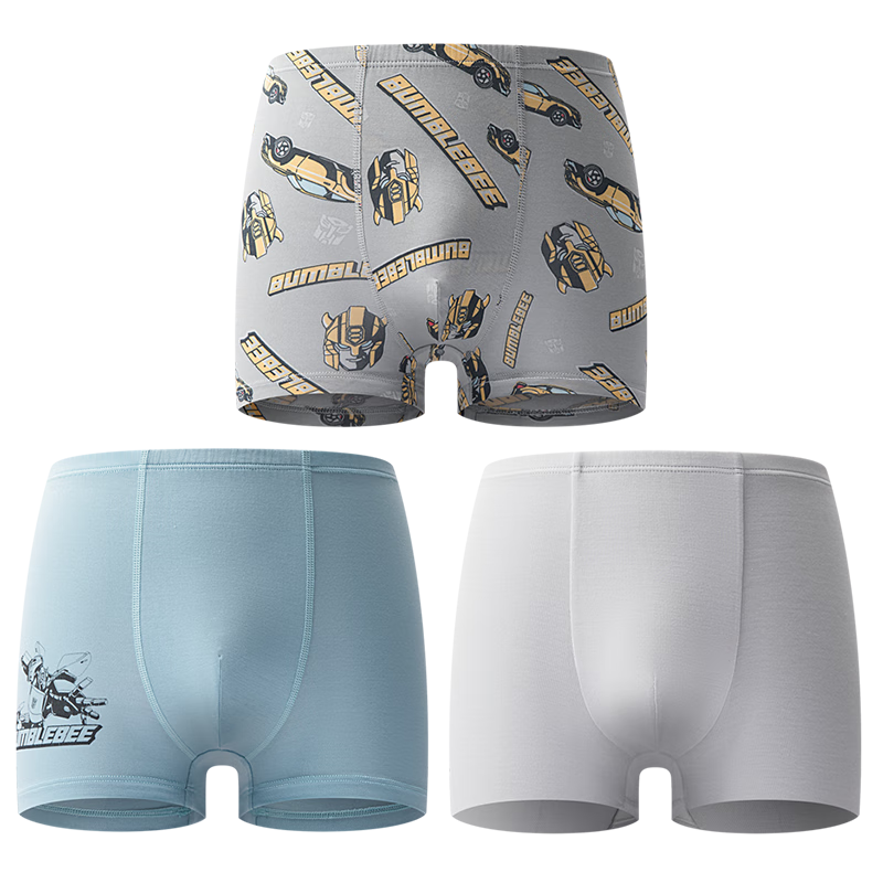 Aimer Kids Step-Up Shorts Second-Stage Children's Pants Boys' Underwear Boxer Briefs Mid-Rise Antibacterial Men's Boxer Briefs - Big Yellow Bee 110
