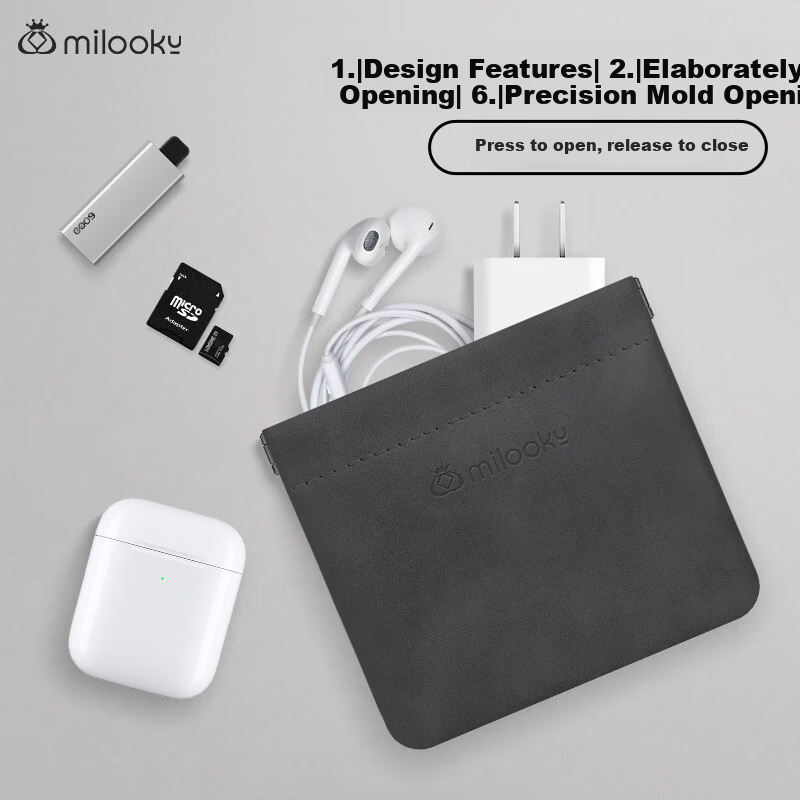 DiyiGongfang Pop-Up Earphone Case, Digital Storage Bag, Data Cable, Phone Earphone Cord, Bluetooth Earbud Storage Bag, Charger Power Adapter, USB Drive U-Shaped Protective Case, Portable Automatic Tight-Close Desig
