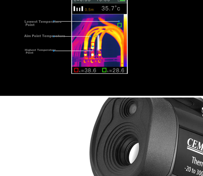 CEM DT-9868S Thermal Imaging Camera, Infrared Thermometer, Infrared Detector, Electrical And Appliance Monitoring Thermal Imager 8