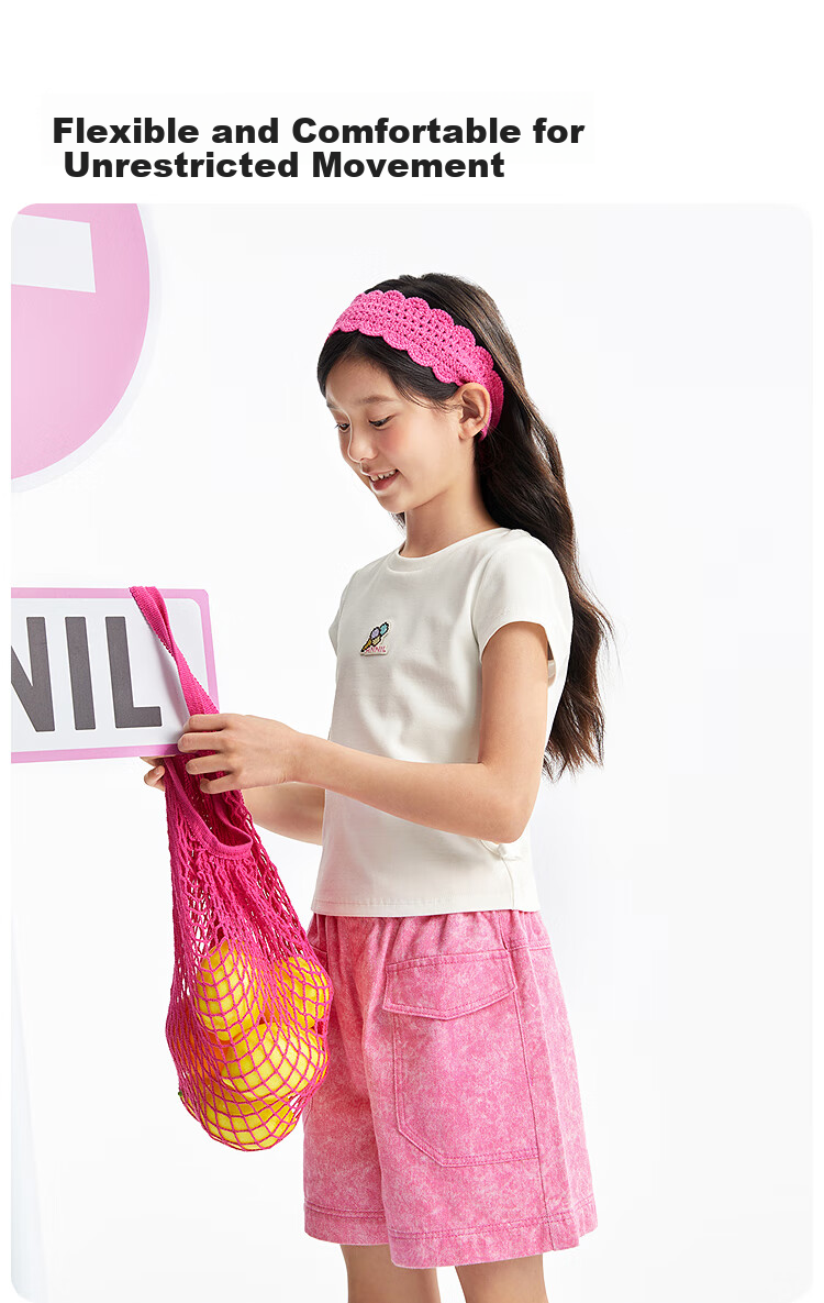 Annil Girls' Round Neck Short-Sleeve T-Shirt, 2025 Summer New Casual Elastic Slim-Fit Cute Fashionable Stretchy Top 3