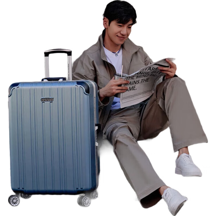 Чемодан AMERICAN TOURISTER, 26 дюймов, стильный алюминиевый каркас, ультралегкие спиннер-колеса, дорожный кейс, цвет Misty Blue, кодовый замок TV3
