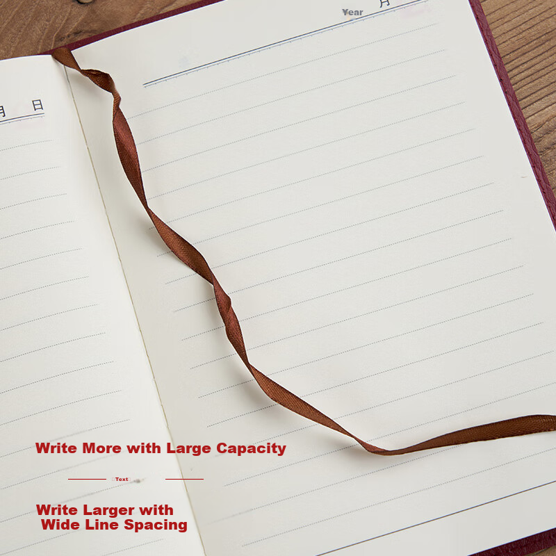Weimei Study Notebook B5 Reddish-Brown, 100 Sheets/200 Pages, Faux Leather Cover, Party Building Work Education Diary, Three Meetings And One Lesson Center Group Notebook, Customizable with Printed Logo