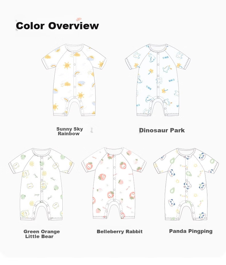 Aibeidila Baby Clothes, Summer Thin Style, Newborn Infant Pajamas, Outdoor Wear, for Baby Boys And Girls, Air Conditioning Short-Sleeve Summer Outfit, Onesie 15