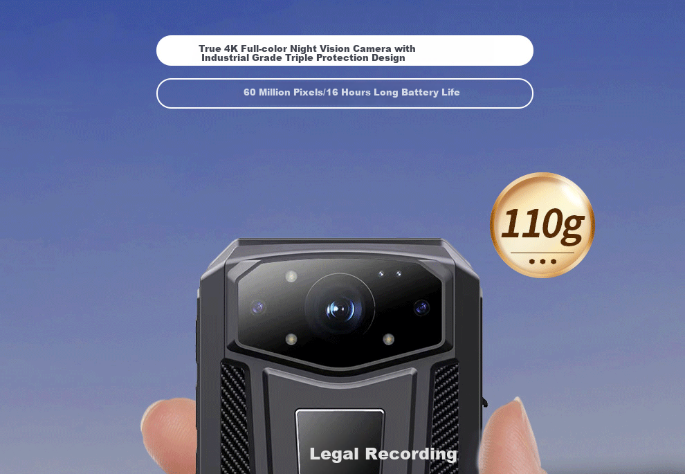 Falu Law Enforcement Body Camera, 4K High-Definition Night Vision, Chest-Mounted Work Recorder, Portable Recording Device DSJ-F6 3