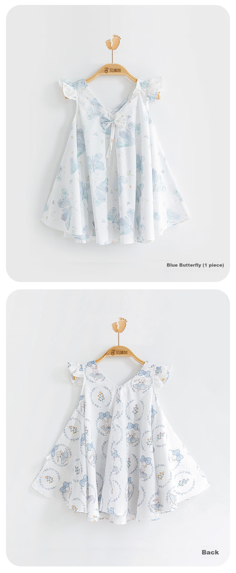 Babyprints Girls' Dress, Little Girl's Summer Pure Cotton Princess Dress, First Birthday Party Dress, Baby Skirt, Pink Deer, Size 90 4