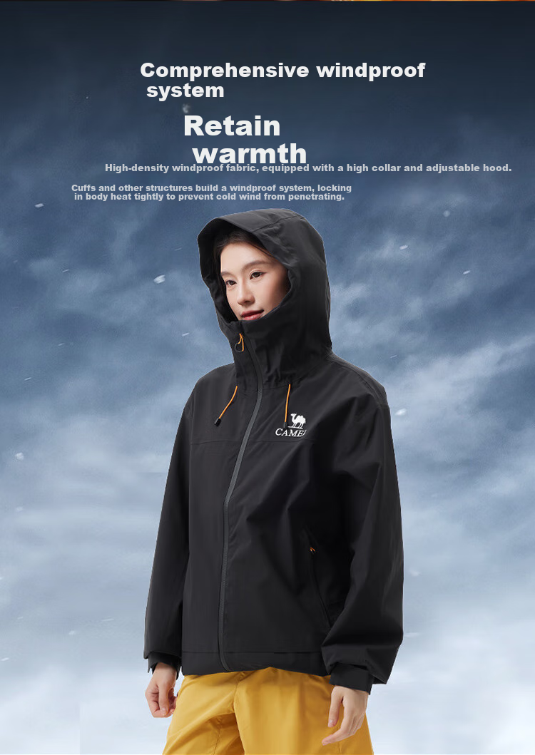 CAMEL Outdoor Hooded Loose-Fit Triple-Protection Casual Jacket, Short Coat, 3XL 7