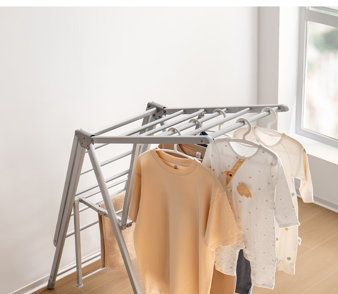 Lazy Corner Small Foldable Clothes Drying Rack Balcony Floor-Standing Aluminum Alloy Clothes Hanger Silver 8