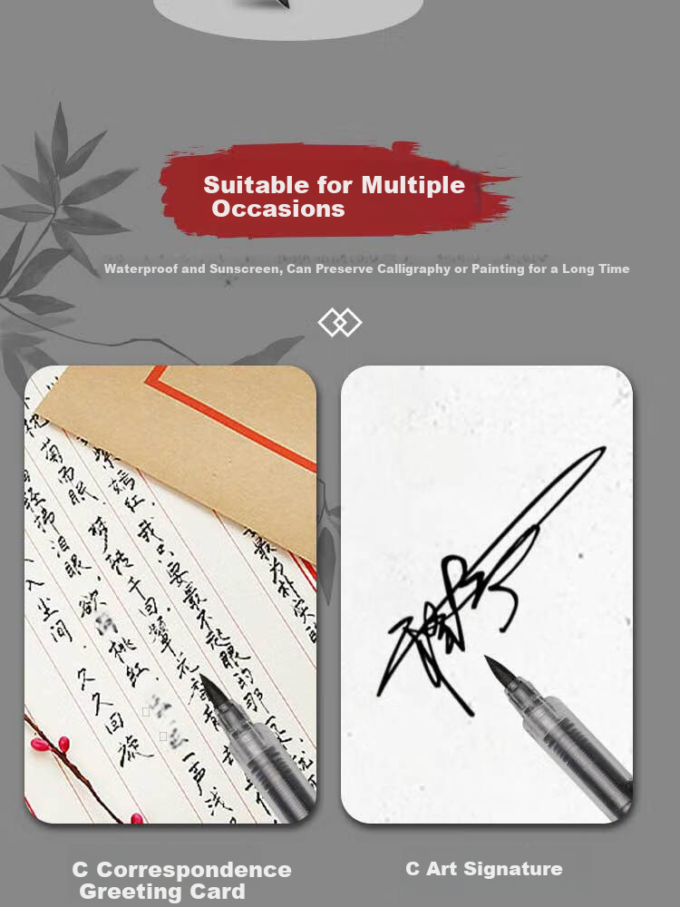 [Lowest Price Online] Mont Marte Yikou Series Calligraphy Brush Pen, Medium Regular Script Calligraphy Brush Pen, Soft Brush Calligraphy Pen, Drawing Signature Pen, Large And Medium Regular Script Fountain Pen-Style Brush Pen, Three Medium Regular Script Brushes SX-ATOD Art Sketching 10