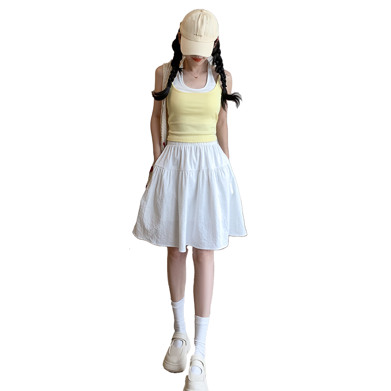 Borui Women's Summer Skirt 2026 New Thin Japanese Casual High-Waist A-Line Anti-Exposure Mid-Length Skirt
