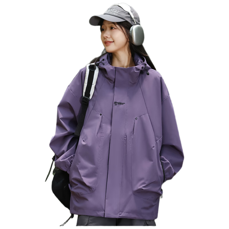 JEEP SPIRIT Unisex Purple Outdoor Windproof Waterproof Mountaineering Jacket L