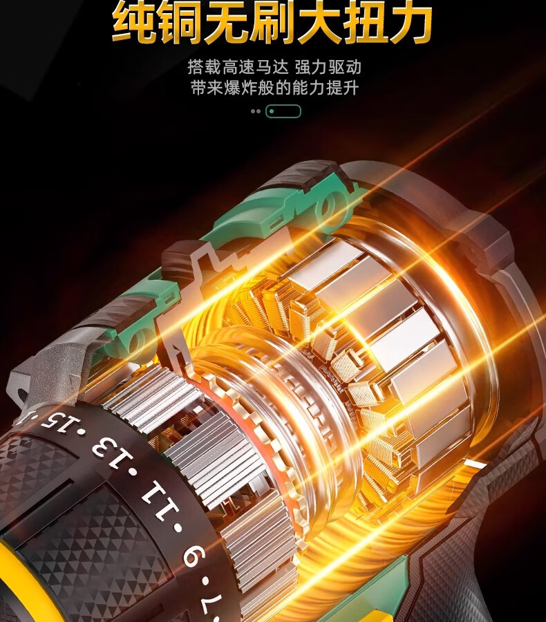 GREENER 21V Brushless Steel Cannon Lithium Drill, 55N.M Electric Drill, Rechargeable, Multi-Functional [Includes 27 Drill Bits] 11