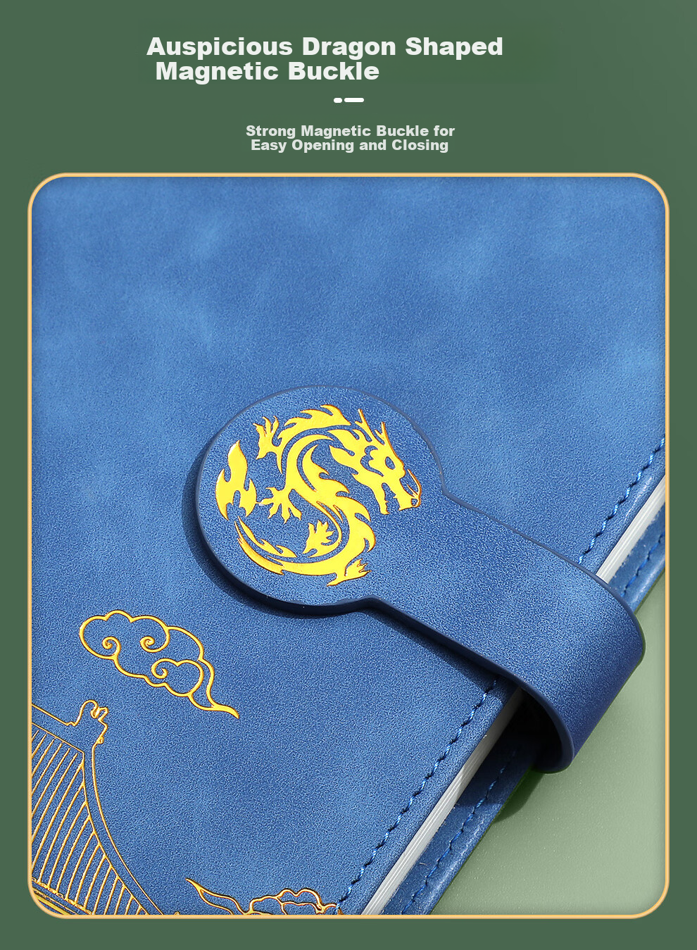 Jiaranheng Chinese Style Notebook, Aesthetic A5 Dragon-Shaped Clasp, Thickened Journal, High-End Exquisite Diary, Business Gift, Office Stationery, Customizable, Dark Gree 4